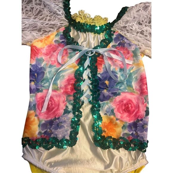 Dansco dance recital jazz tap gymnastics floral lace leotard child’s medium - Picture 3 of 5